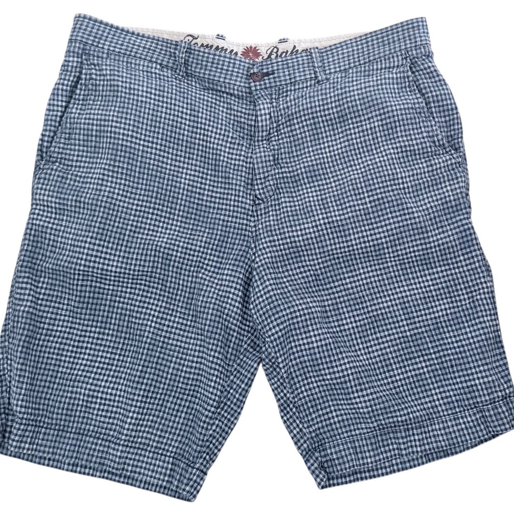 Men’s Tommy Bahama Blue Zipper Plaid Shorts prft For Summer Size 36 silk & linen